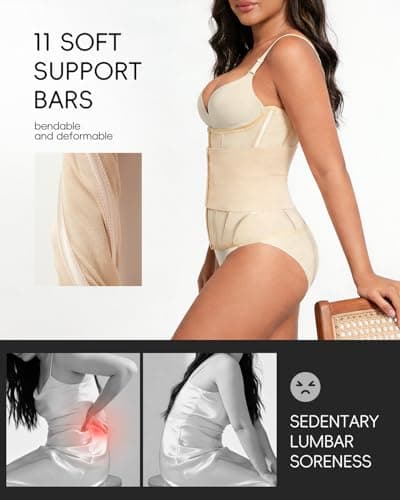 GROW LOOP Waist Trainer for Women Faja Body Shaper Tummy Control Shapewear Waist Cincher Corset, Double Belt Wrap Corset Trainer Tummy Control Shaper Beige - Thumbnail 3