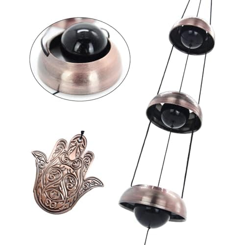 Temple Wind Chime, Red Copper Wind Chimes with 5 Bells, Feng Shui Wind Chimes for Home Yard Outdoor Decoration, A Great Memorial Wind Chime for Someone Who Loves Peace - Thumbnail 2