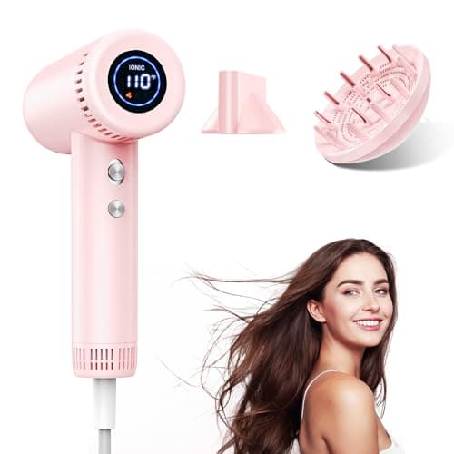 Hair Dryer - 160,000 RPM Ionic Blow Dryer - High Speed Fast Drying Professional Hairdryer for Smooth, 9 Temps Set for Women, 500 Million Negative Ions, Lightweight 0.8lb for Travel, Auto Clean - Image 1