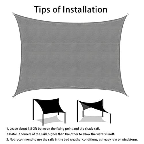 Ankuka Waterproof Sun Shade Sails Canopy Awning Shelter, UV Blockage Backyard Patio Garden Carport(8'x10', Grey) - Thumbnail 4