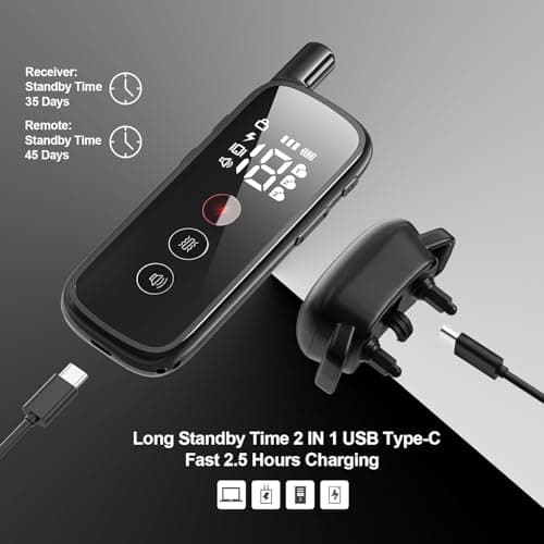 Heaflex Dog Training Collar 3 Dogs, Dog Shock Collar with Remote - 2600Ft Range, Rechargeable Waterproof Electric Dog Collar, 3 Training Modes (Vibration, Beep, Shock) for E-Shock Collar（Black） - Thumbnail 4