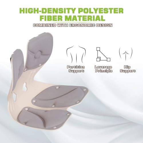 D DITALON Ergonomic Back and Lumbar Support Pillow for Office Chair, Legless Floor Chairs with Back Support and Detachable Cushion, Office Chair Posture Corrector for Kids, Trumpet - Thumbnail 2