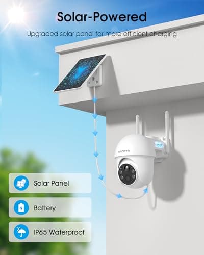 ARCCTV Solar Security Cameras Wireless Outdoor, 4MP 360° View Battery Powered Outdoor Camera, Night Vision with Spotlight, 2-Way Audio, PIR Motion Sensor, 2.4G/5G Dual Band WiFi, SD/Cloud Storage - Thumbnail 2