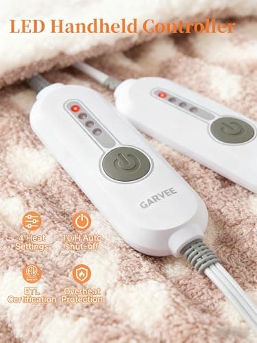 GarveeHome Electric Blanket King, Heated Blanket Dual Control Soft Double Sherpa Cozy with 4 Heating Levels & 10H Auto Off, Over-Heat Protection, Machine Washable, ETL Certification, Pink 90"x100" - Thumbnail 2