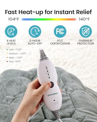 immtree Weighted Heating Pad for Period Cramps, 7lbs XXXL Size(29x24) with Fast Heat Technology, Heated Blankets for Adults, Deeper Pain Relief for Back, Shoulder and Knee - Thumbnail 4