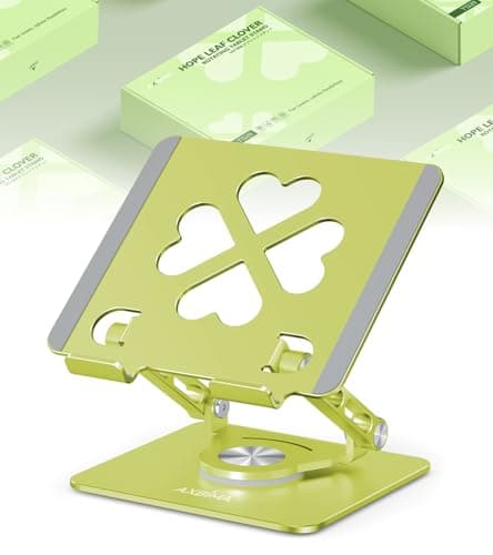 Axbima Tablet Stand for iPad,360° Rotating Desktop Holder - Aluminum Adjustable & Foldable Desk Holder for iPad Pro 12.9/11,Air 10.9,Samsung Tab S9,Portable Home/Office,Gift for Adults,Teens (Green)