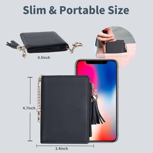 Gostwo Small Wallets for Women, Stylish Womens Wallet with ID Window, Zippered Coin Pocket and Tassel. Cute RFID Wallet for Women, ideal for Teen Girls, Commuters, and Women for Daily Use - Thumbnail 4