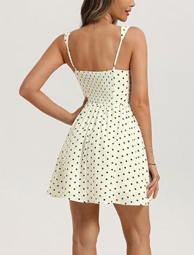 Belle Poque Short White Pokla Dot Dress for Women Garden Party Birthday Wedding Guest Mini Dress 2026 Trendy M - Thumbnail 3