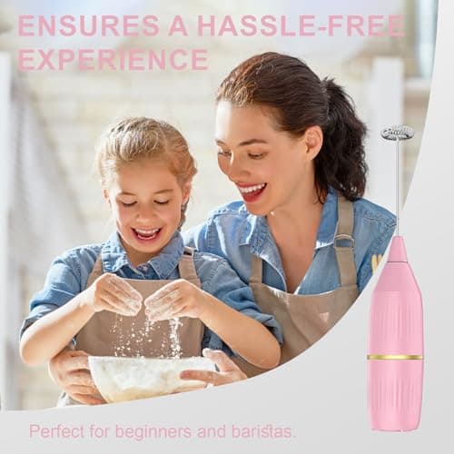 Handheld Milk Frother Wand, Pink | For Coffee, For Matcha, For Latte & Cappuccino, For Hot Chocolate & Egg - Thumbnail 4