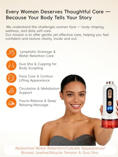 5-in-1 Body Sculpting Machine – Gua Sha & Cupping Vacuum Massage Device, Lymphatic Drainage Massage, Anti-Cellulite Tool & Skin Firming Care for Face, Belly, Arms, Legs, Waist & Love Handles-white - Thumbnail 2
