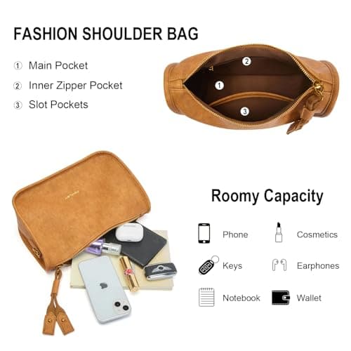 Pemilen Shoulder Bag Handbag for Women, Small, Tan - Thumbnail 5