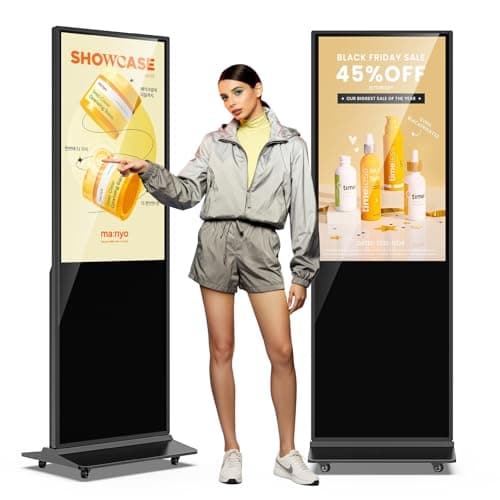 JIYANG 43 Inch Indoor Touchscreen Digital Signage Floor Standing Digital Interactive Kiosks LCD Totem Monitor with WiFi HDMI/USB Input Auto Media Player Android System,Free Customization Logo