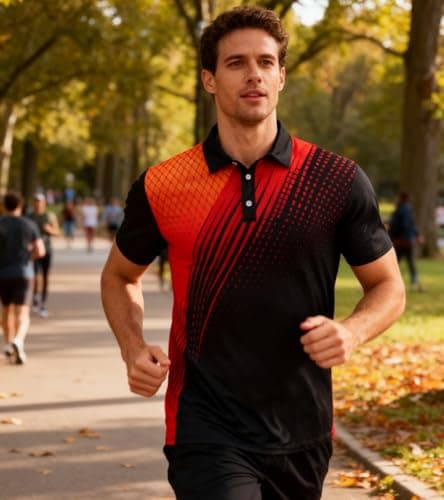 uideazone Mens Golf Shirts 3D Printed Dry Fit Athletic Polo Shirt Collared Short Sleeve Moisture Wicking Casual Top Tees - Thumbnail 4