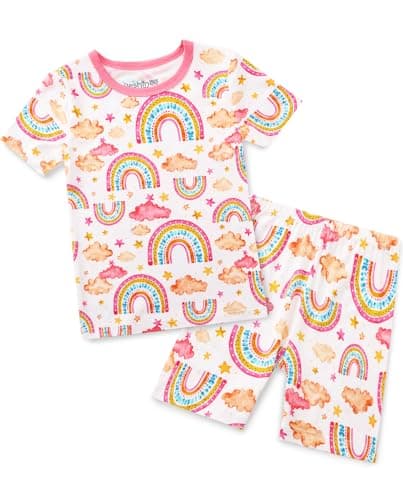 babee Reshinee Bamboo Viscose Toddler Girls Kids Pajama Sets Short Summer Cool Snug fit Sleepwear Pjs 2pcs Set 8Y - Image 1