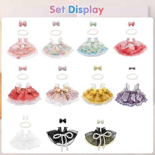 Clothes for 15-17cm Doll, Skirt Set for Dolls, 1 Piece Skirt Outfit Premium Fashion Cute Dress for 15-17cm Dolls Accessories (NO Doll) (White Bow) Cute Easter Gift - Thumbnail 6