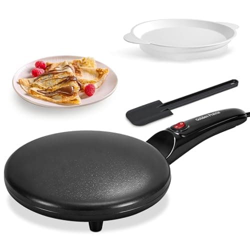 Golden Prairie 8" Electric Crepe Maker, Nonstick Crepe Pan with Long Handle, Auto Temperature Control, Quick Heat-Up 800W, Easy Clean, PFOA & BPA Free with Batter Tray - Image 1