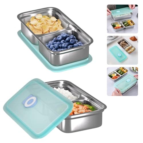 Niifawh 2 Pack Stainless Steel Snack Containers, Reusable Grab and Go Snack Containers, Food Storage Containers Double Compartment with Lids for Snack Lunch - Image 1