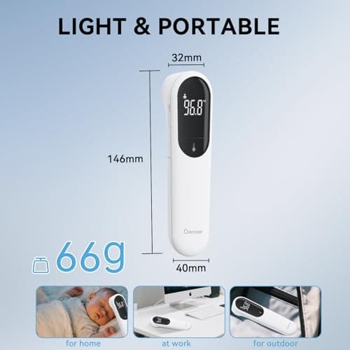 Berrcom Dual Probe Forehead Thermometer - No Touch Digital Thermometer for Adults, Kids, Babies with LED Display, Fever Alarm & Fast Reading - Thumbnail 6