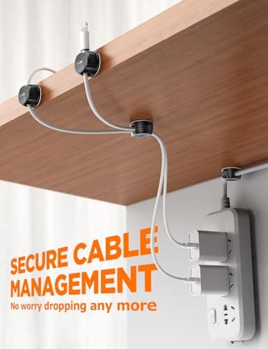 8Pack Cord Organizer [Dual Spring & Clasp, Max Secure] Cable Clips - Chfeila Cable Management, Adhesive Phone Charging Wire Holder for Nightstand/Wall, Home Office Desk Accessories Decor Essentials - Thumbnail 5