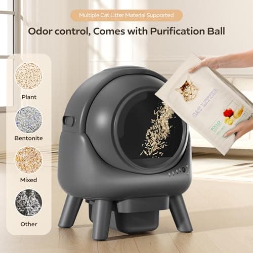 Beokeo Automatic Litter Box, Self Cleaning Litter Box for Multiple Cats, Smart APP Control & Dual Safety Sensors, 15-Day Large Capacity Waste Bin, Odor Control, Includes Trash Bags,Gray - Thumbnail 5