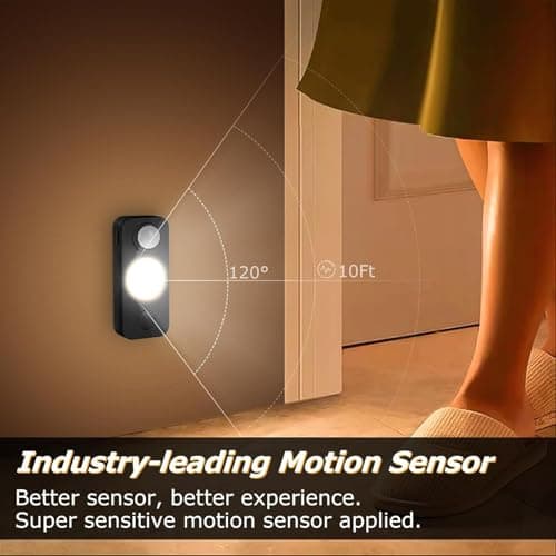 NIEGNOWOO LED Motion Sensor Puck Lights, Rechargeable Cabinet Lights, Stick on Wireless LED Night Light for Closet, Drawer, Shelf, Under Cabinet, Warm White 8Pack, USB Charging Cord Included - Thumbnail 2