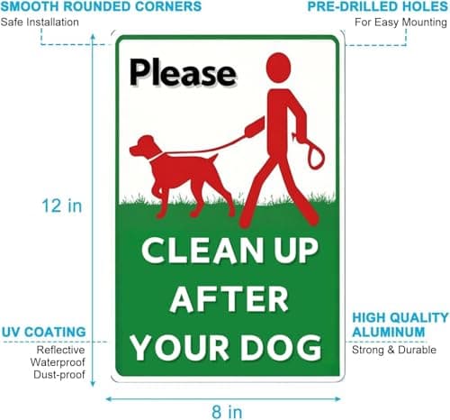 Carastora Please Clean Up After Your Dog Sign – Waterproof & Rustproof Metal Sign, Weather-Resistant and Fade-Resistant, Suitable for Home Yard, Garden, Community, and Park – 8x12 in - Thumbnail 6