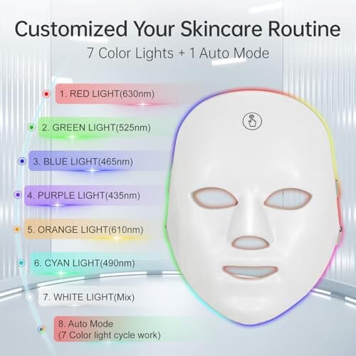 Red Light Mask for Face, 7 Color Red Light Facial Masks, At-Home Facial Care Device, Portable, Cordless, and Rechargeable - Thumbnail 5