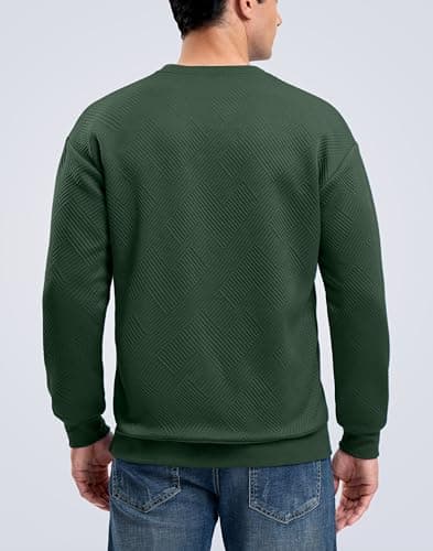 G Gradual Mens Sweatshirt Geometric Textured Crewneck Sweater Long Sleeves Casual Dressy Pullover Shirts, Mineral Green, 2XL - Thumbnail 3
