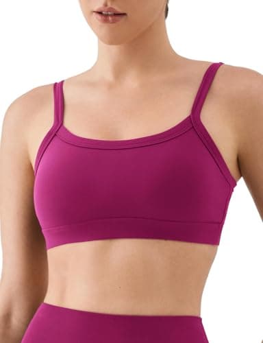 K-Swiss Sports Bras for Women Adjustable - Thin Straps Light Impact Strappy Wireless Padded Yoga Workout Gym Tops, Pink M - Image 1