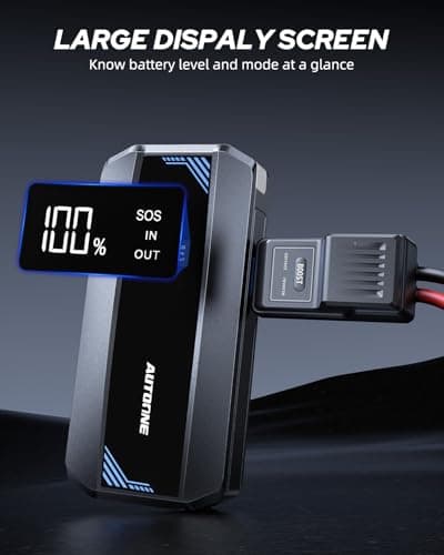 AUTOONE Car Jump Starter 6000A Battery Booster, Portable Battery Pack for All Gas 10L Diesel, 12V Jump Box with Smart Jumper Cable for Car Battery, Vehicle Lithium Starter, LCD Display, w/LED Light - Thumbnail 5