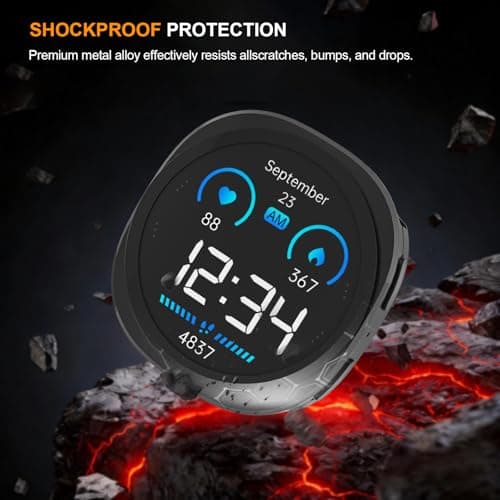 SDOCEBF Aluminum Alloy Case for Samsung Galaxy Watch 8 44mm, 3-in-1 Full Coverage Bumper with Built-in Screen Protectorctor, Slim Shockproof Metal Protective Cover, Black - Thumbnail 4
