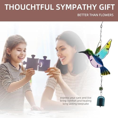 Wind Chimes Hummingbird, Garden Small Wind Chime for Home, Party, Festival Decor, Glass Garden Valentines Day Gift Decoration Indoor/Outdoor, Lifelike Hummingbird Bell Deep Tone Style - Thumbnail 5