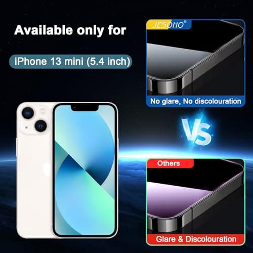 JESOHO Blue Light Screen Protector for iPhone 13 mini (5.4-inch), Eye Protection,Tempered Glass Film, Scratch-Resistant, No Bubble with Easy Installation Kit, 2 Pack - Thumbnail 2
