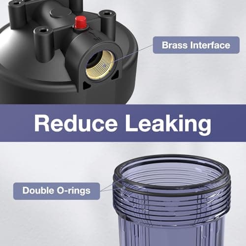 SimPure Whole House Water Filter System, 2 Stages Clear Home Water Pre-Filtration with Carbon and Sediment Filters, Reduce Odor, Chlorine, Taste, Iron, 1" NPT Brass Port, BPA Free(DB10C-2) - Thumbnail 5