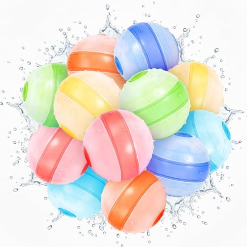 Reusable Water Balloons - 12 Pack Silicone Splash Balls No Magnets, Slef-sealing Quick Fill Water Bombs, Leak-Proof Summer Toys for Pool Beach Backyard