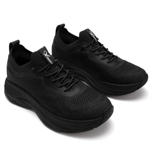 Athlefit Women's Slip On Walking Tennis Shoes Hands Free Non sllip Lightweight Breathable Gym Workout Athletic Sneakers, Black, Size 10, AD01954 - Thumbnail 5