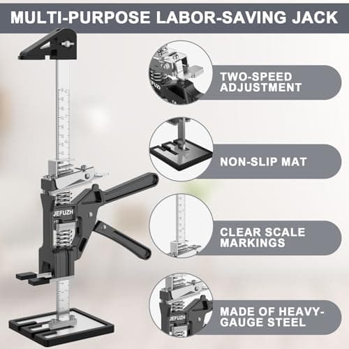 Labor Saving Arm Jack 2 Pack, Load-Bearing 440 lb Multi-Function Height Adjustment Lifting Device, Hand Furniture Lifter Tool, Furniture Jack for Lifting Door Furniture, Wall Tile Positioning - Thumbnail 3