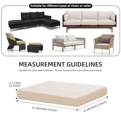 SUKAIKEQA Outdoor Cushion Covers Set,8PCS Waterproof Patio Furniture Couch Seat Slipcovers, Replacement for Sofa Sectional Chair(Cover，Only) - Thumbnail 2