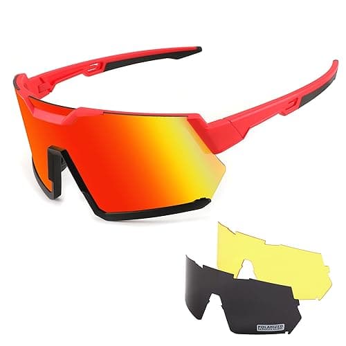FEISEDY Men Women Cycling Sunglasses, with 3 Interchangeable Lenses, TR90 Sports Glasses Baseball for Youth Teens B4138 - Thumbnail 4