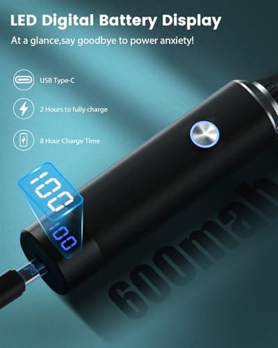 Ginity Ear & Nose Hair Trimmer with LED Display for Men Women,Painless USB Rechargeable Eyebrow & Facial & Nose Hair Trimmer Clipper,Professional IPX7 Waterproof Dual Edge Blades - Thumbnail 2
