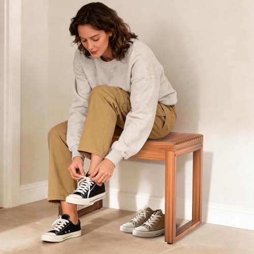 RUIERS Premium Teak Shower Bench 23.6” – Heavy Duty 500 lbs, Waterproof Solid Wood Bath Stool for Elderly, Spa, Bathroom & Multi-Purpose Use - Thumbnail 6