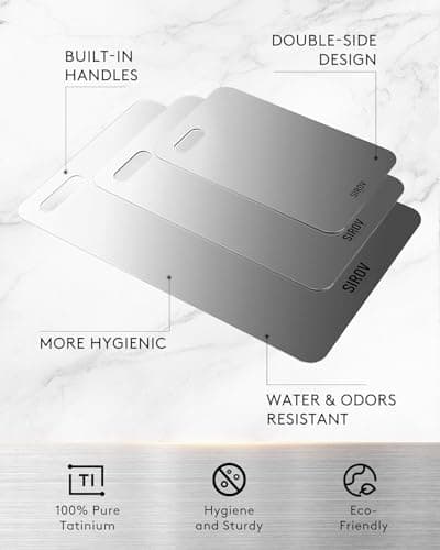 Titanium Cutting Board, 100% Pure Titanium Cutting Boards For Kitchen, Best Non Toxic chopping board, Dishwasher safe, Hygiene and Durability for Meat and fruit, New Package Design (3 PCS) - Thumbnail 6