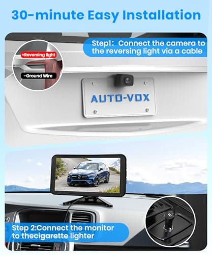 AUTO-VOX Wireless Backup Camera: 5" 1080P HD Dual-Channel Monitor, Easy Installation,Stable Digital Transmission Signal,IP69K Waterproof Night Vision Back Up Camera for Truck,SUV,Pickup,Car,Trailer - Thumbnail 2