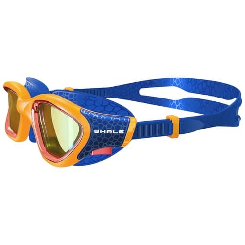 Whale Swim Goggles, HD Anti-Fog Goggles, Unisex | 100% UV Protection | Anti-Fog Design (Sunset Orange-Blue) - Thumbnail 2