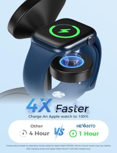 Hevanto 2026 3 in 1 Wireless Charging Station for Apple MagSafe Charger, 15W Fast Magnetic Mag-Safe Charger Stand for iPhone 17 16 15 14 13 12 17e Apple Watch AirPods Series, Gifts for Men - Thumbnail 3