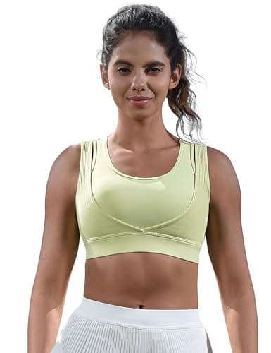 Cordaw Racerback Sports Bras for Women High Support, Molded Cup High Impact Hook Back Yoga Running Bra Light Green XXL - Image 1