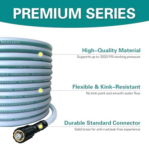 LTANLE High Pressure Washer Hose 50 Feet 1/4 Inch, M22 Dual O-Ring Leak-Proof 3200 PSI Replacement Hose - Thumbnail 2
