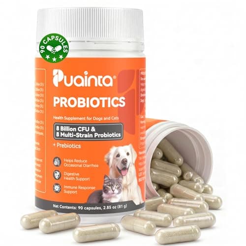 PUAINTA Probiotics for Dogs & Cats – 8-Strain Probiotic with Prebiotics for Digestive & Gut Health, Immune & Stool Support, Helps Dogs Eating Dirt, Grass & Non-Food Items, 90 Count - Image 1