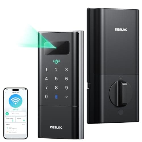 DESLOC Smart Lock K140 Plus with Palm Vein Recognition, Keyless Entry Door Lock with Keypad Deadbolt, App Control, Auto Lock Digital Door Lock for Front Door with Mechanical Key Backup, Black - Image 1