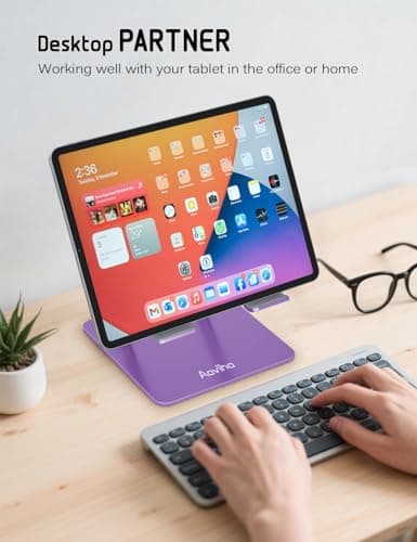 Aoviho Tablet Stand Holder for Desk, Adjustable Desktop Tablet Holder, Foldable Aluminum Tablet Mount for iPad pro 12.9, iPad Air Mini, Samsung Galaxy Tabs Z Fold Kindle Fire 4-12 inch Purple - Thumbnail 5